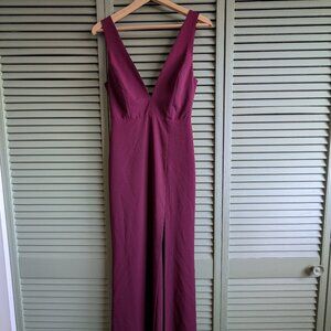 NWT Park & Fifth burgundy full length plunge V-neck Lexington dress - size 0